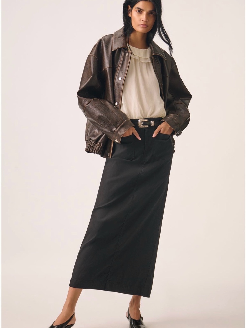 Anthropologie Maeve Black Maxi Straight Skirt